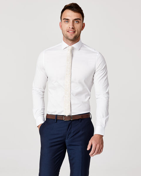 Ultra Slim Long Sleeve Twill Shirt, White, hi-res